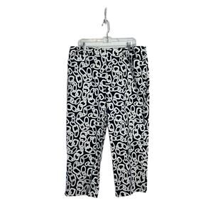 Jones New York Straight Stretch Navy Cropped Pants Trouser White Link Size 16